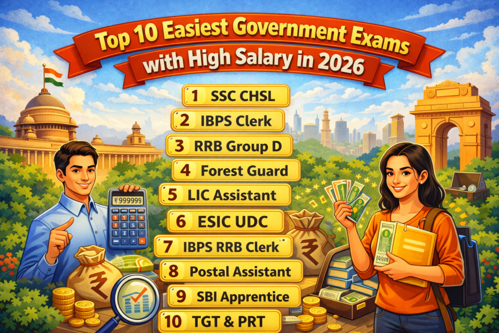 Top 10 Easiest Government Exams with High Salary in 2026